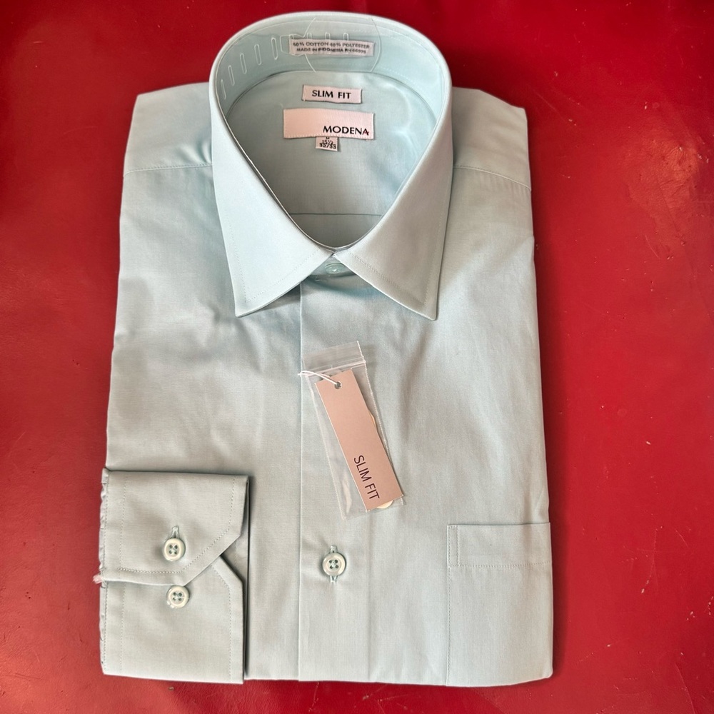 NWT! Modena aqua dress shirt, 15.5/32-43